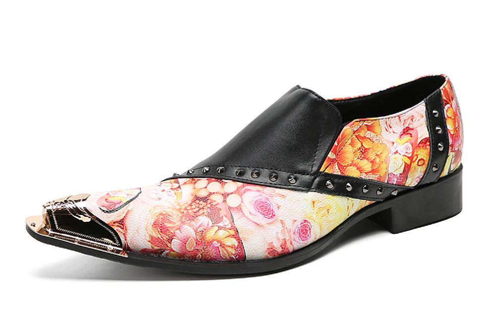 santimon Men's Metal-Tip Rivets Western Loafers