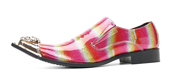 Santimon Men's Metal Tip Slip On Western Loafer