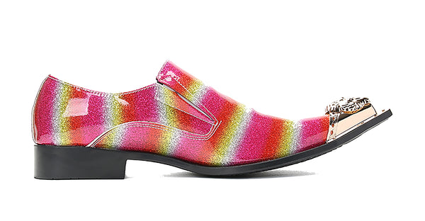 Santimon Men's Metal Tip Slip On Western Loafer