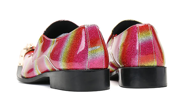 Santimon Men's Metal Tip Slip On Western Loafer