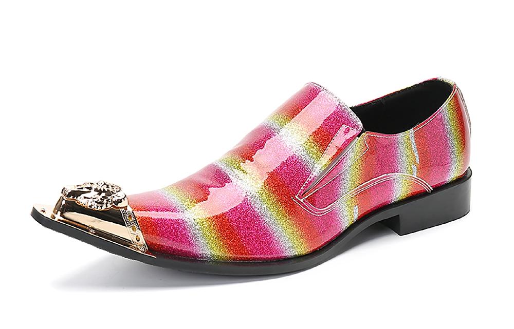 santimon Men's Metal Tip Slip On Western Loafer