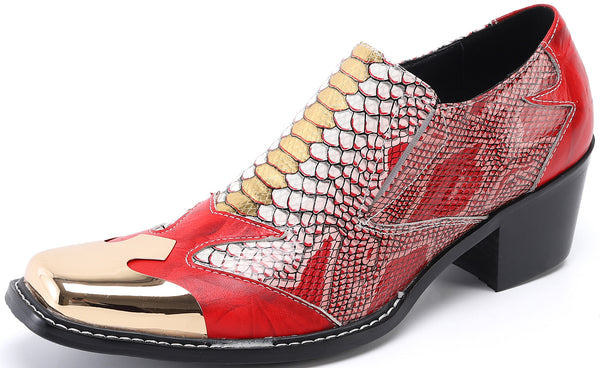 Santimon Men's Metal Tip Studded Western Loafers