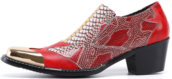 Santimon Men's Metal Tip Studded Western Loafers