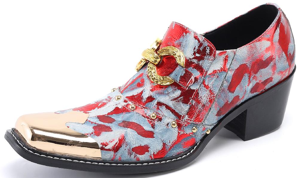 santimon Men's Metal Tip Studded Western Loafers