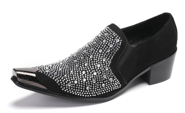 Santimon Men's Metal-Tip Toe Beaded Penny Loafers