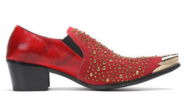 Santimon Men's Metal-Tip Toe Beaded Penny Loafers