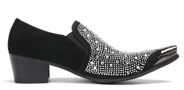 Santimon Men's Metal-Tip Toe Beaded Penny Loafers