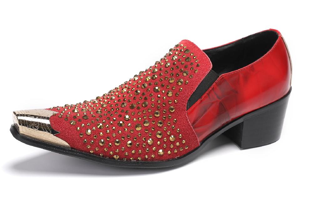 santimon Men's Metal-Tip Toe Beaded Penny Loafers