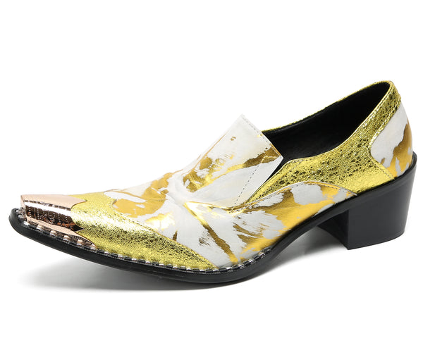 Santimon Men's Metal-Tip Toe Western Party Loafers