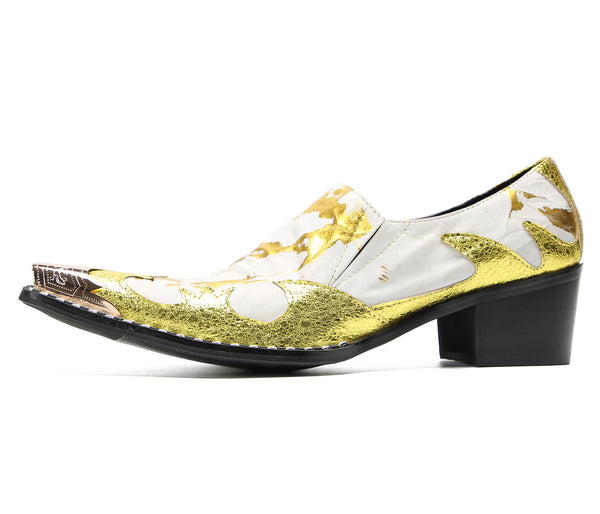 Santimon Men's Metal-Tip Toe Western Party Loafers