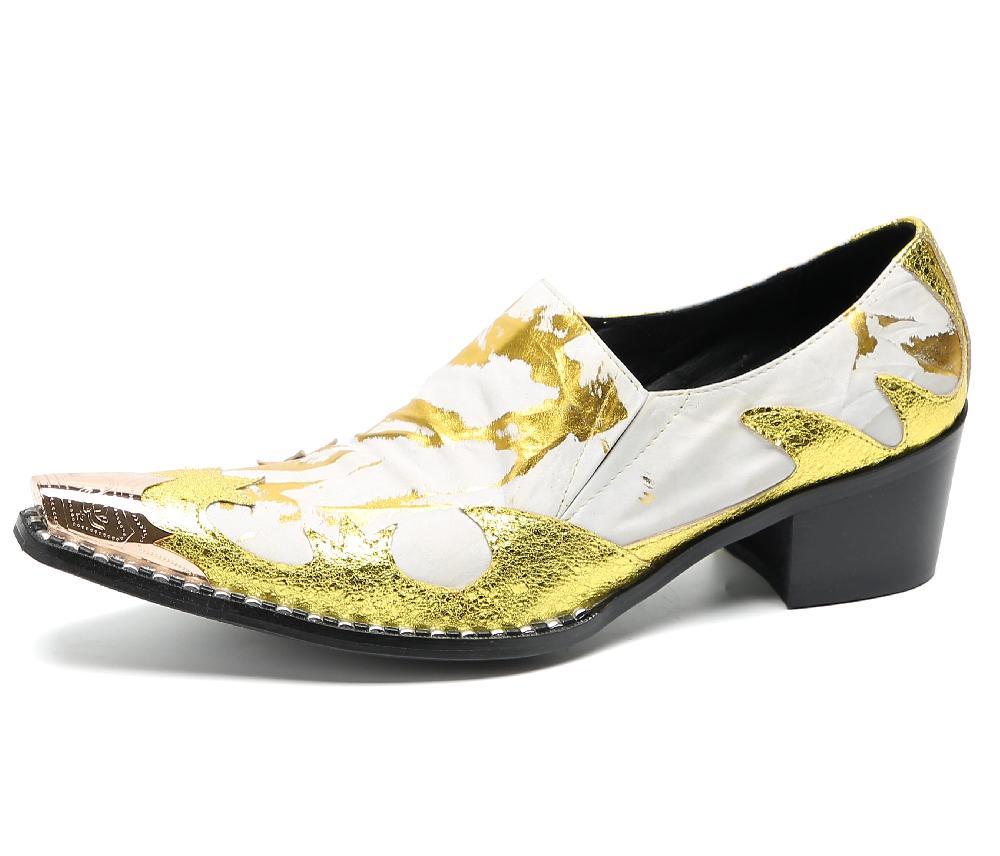 santimon Men's Metal-Tip Toe Western Party Loafers