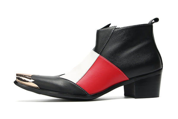 Santimon Men's Metal Tip Tricolor Western Boots