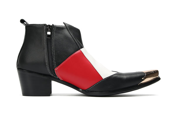 Santimon Men's Metal Tip Tricolor Western Boots