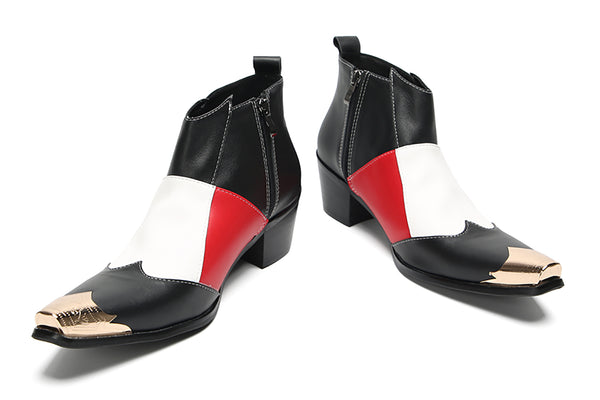 Santimon Men's Metal Tip Tricolor Western Boots