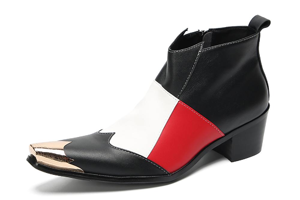 santimon Men's Metal Tip Tricolor Western Boots