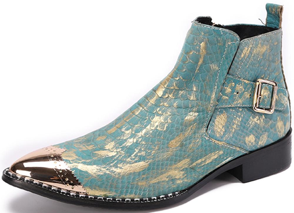 santimon Men's Metal Tip Wedding Western Boots