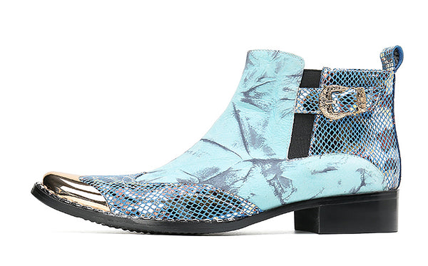 Santimon Men's Metal Tip Western Boots