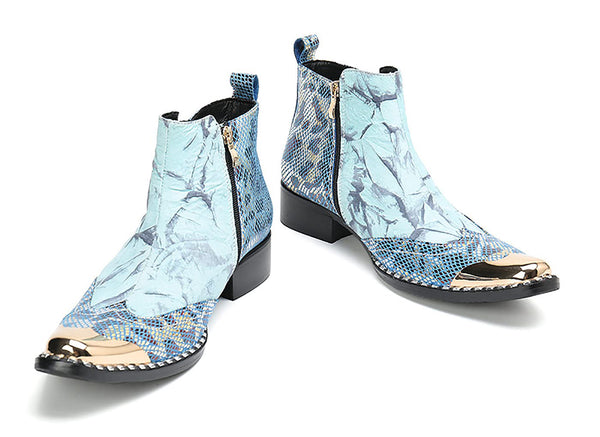 Santimon Men's Metal Tip Western Boots