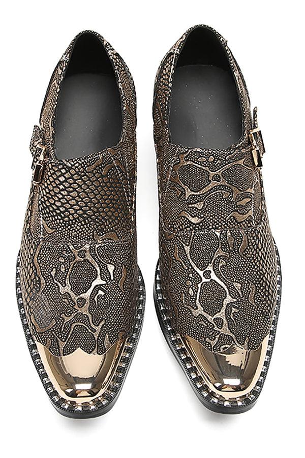 Santimon Men's Metal-Tip Western Buckle Loafers