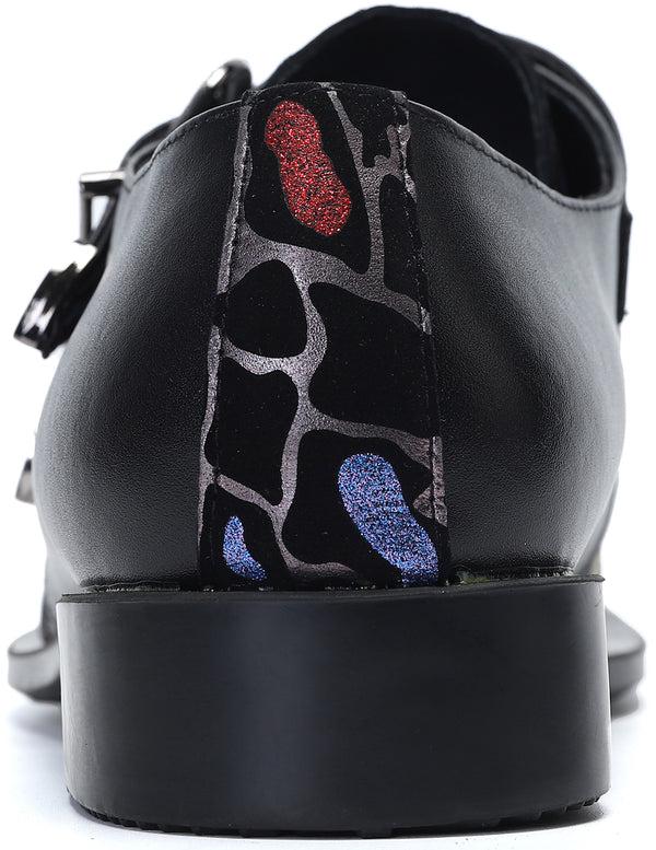 Santimon Men's Metal Tip Western Buttons Loafers