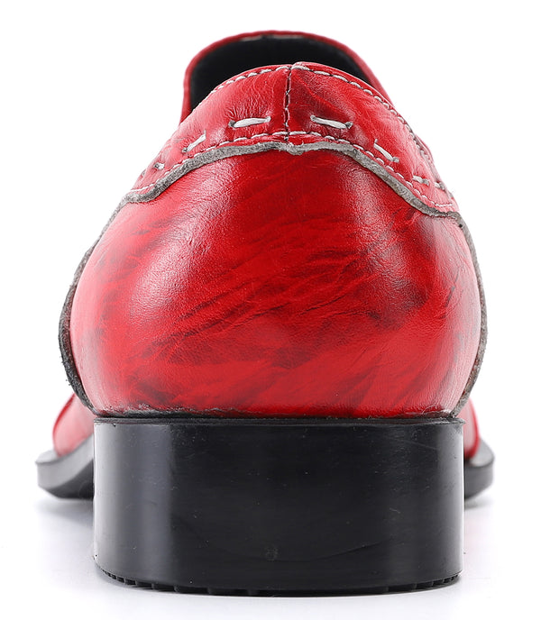 Santimon Men's Metal Tip Western Dragon Loafers