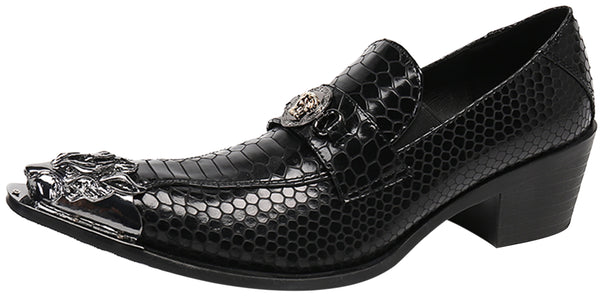 Santimon Men's Metal Tip Western Loafers