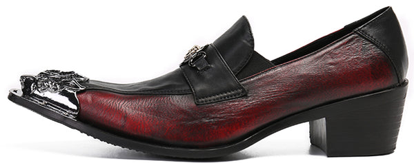 Santimon Men's Metal Tip Western Loafers