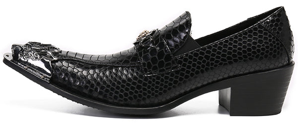Santimon Men's Metal Tip Western Loafers