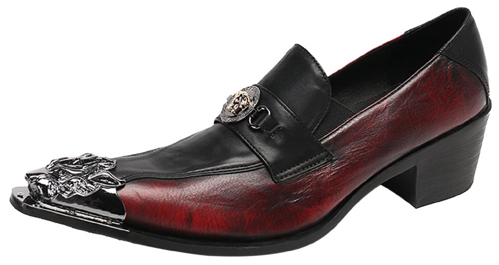santimon Men's Metal Tip Western Loafers