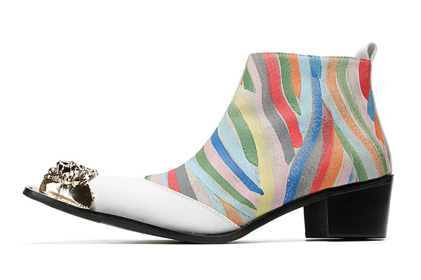 Santimon Men's Metal Toe Colorful Western Boots