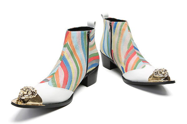 Santimon Men's Metal Toe Colorful Western Boots