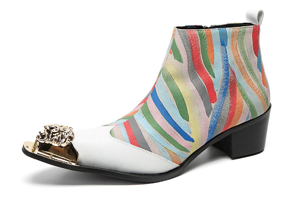 santimon Men's Metal Toe Colorful Western Boots