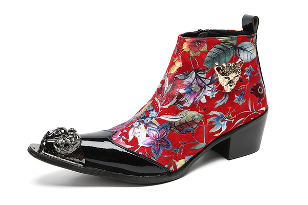 Santimon Men's Metal-Wingtip Comfort Western Boots