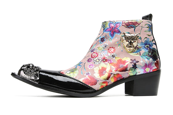 Santimon Men's Metal-Wingtip Comfort Western Boots