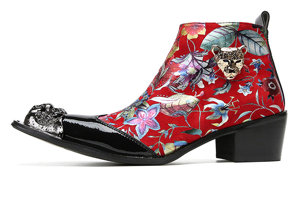 Santimon Men's Metal-Wingtip Comfort Western Boots