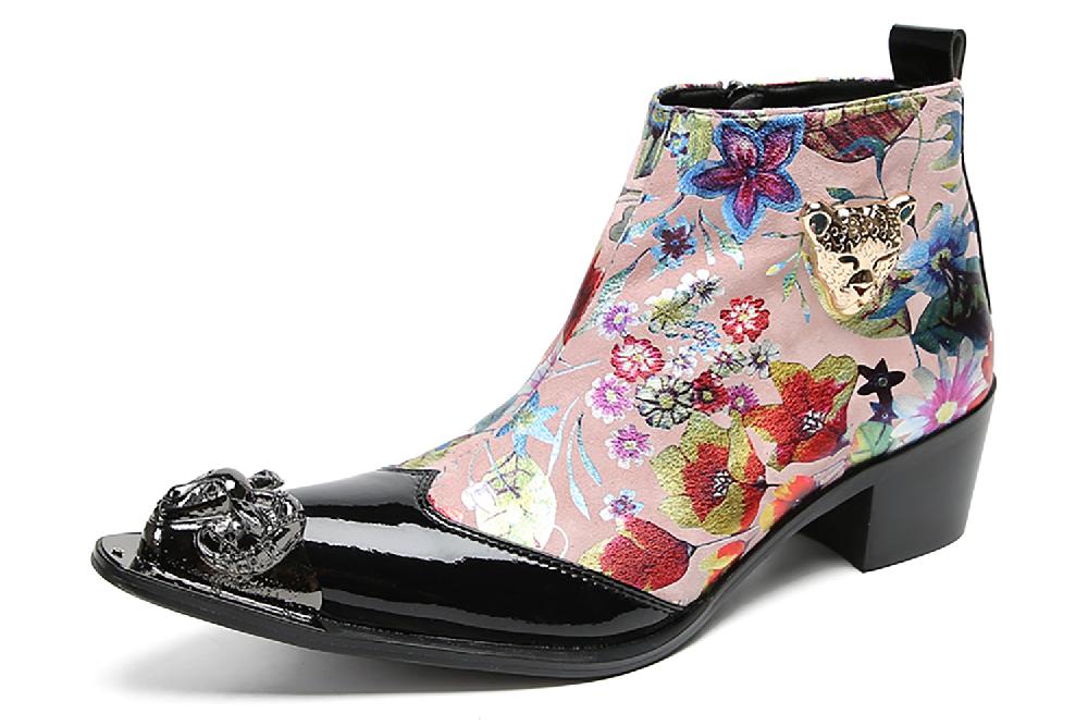 santimon Men's Metal-Wingtip Comfort Western Boots