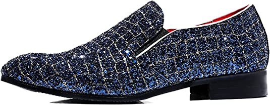 Santimon Men's Metallic Glitter Smoking Loafers
