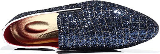 Santimon Men's Metallic Glitter Smoking Loafers