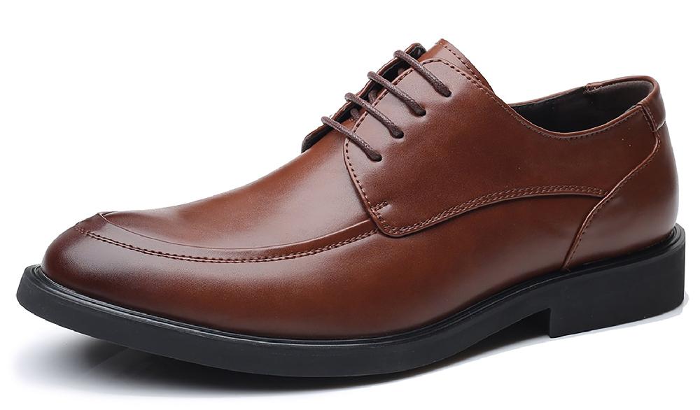 santimon Men's Moc Toe Plain Derby Shoes