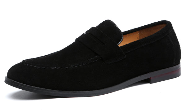 Santimon Men's Moc Toe Suede Penny Loafers