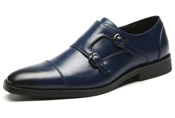 Santimon Men's Monk Strap Cap Toe Loafers