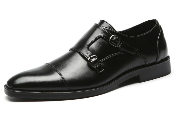 Santimon Men's Monk Strap Cap Toe Loafers