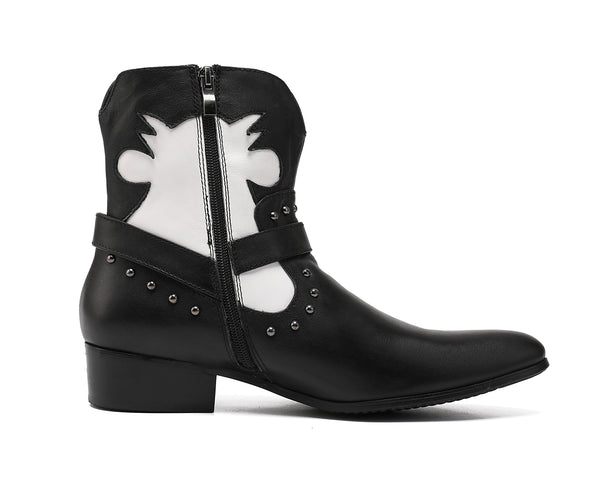 Santimon Men's Monk Strap Leather Western Boots