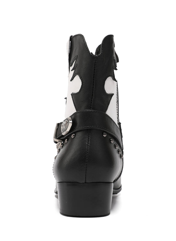 Santimon Men's Monk Strap Leather Western Boots