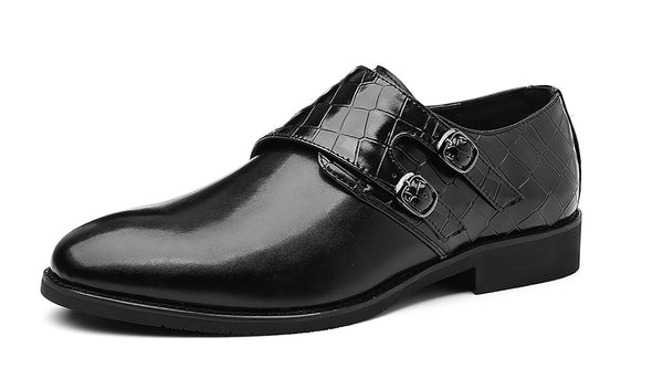 Santimon Men's Monk Strap Loafers Black Brown