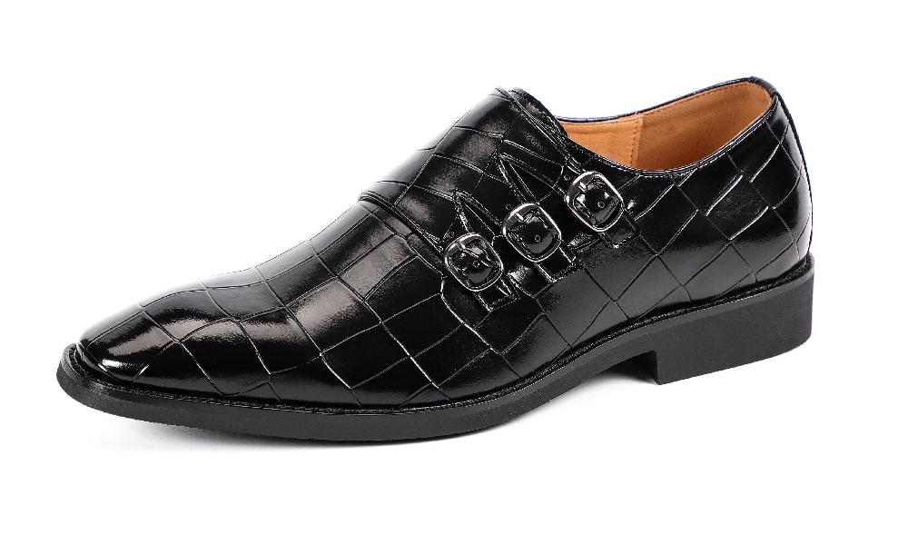 santimon Men's Monk Strap Loafers Tripple Buckles