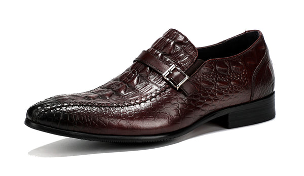 Santimon Men's Monk Strap Soft Leather Loafers