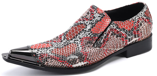 Santimon Men's Novelty Metal Tip Western Loafers