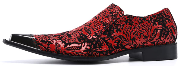 Santimon Men's Novelty Metal Tip Western Loafers