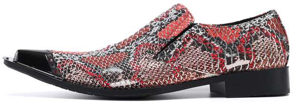 Santimon Men's Novelty Metal Tip Western Loafers